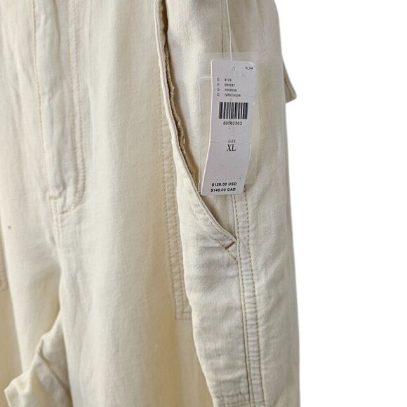 Anthropologie Pilcro Slim Linen Blend Beach Cargo Pants Ivory Size XL NWT - Picture 6 of 13